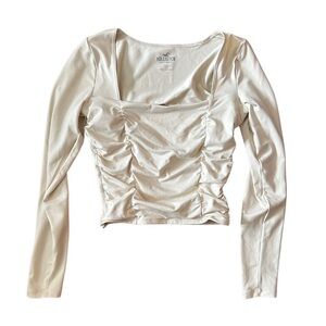 Hollister Seamless Fabric Shirred Square-Neck Top - Cream